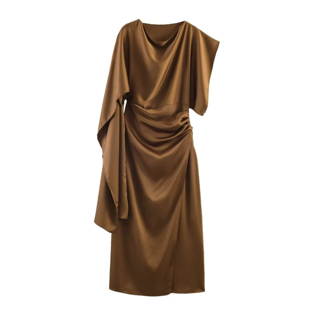 ZARA Elegant Breezy Silky Layered Midi Dress - Picture 3 of 4